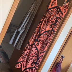 Pink maxi dress with black Designs
